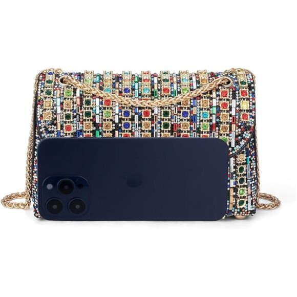 Sparkly Rhinestones Clutch Purses Crossbody Bag with Chain for Wedding Party - Picture 4 of 11